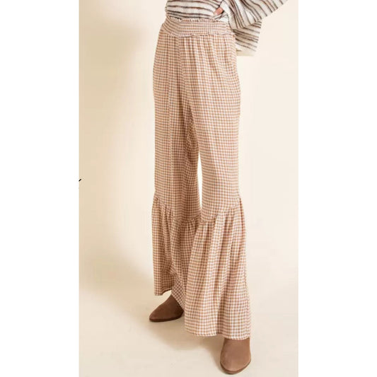Perfectly Priscilla Gingham Print High Waisted Flare Bottom Pants