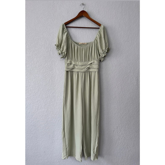 liberty love smocked puff sleeve wide leg jumpsuit